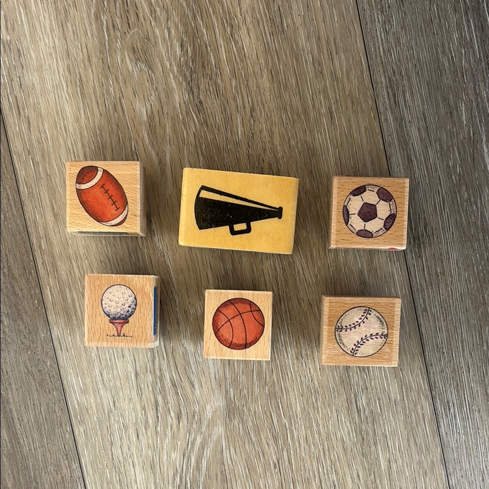 Sports Themed Wooden Stamps Set